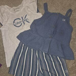 Calvin Klein Kids Blue and White Striped Set